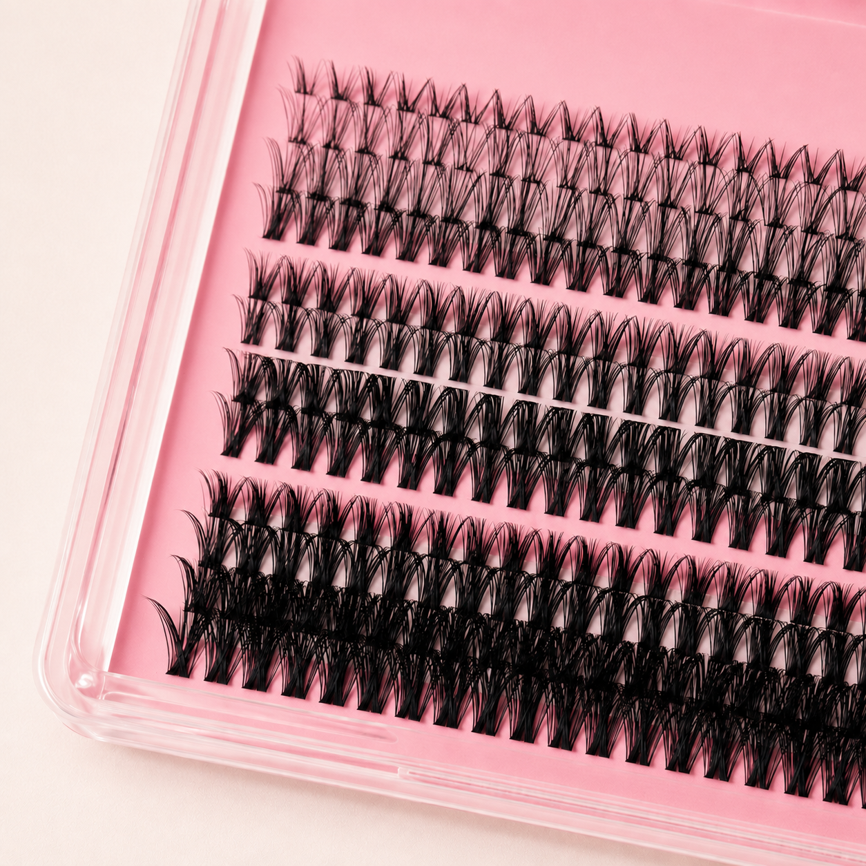 Macro view of mixed cluster lash styles